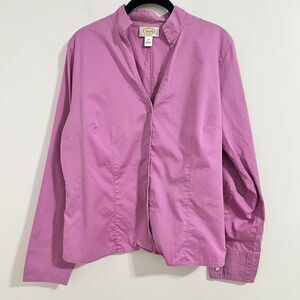 Talbots Button Up Shirt Size 14 Purple Lilac Business Career Minimalist Preppy